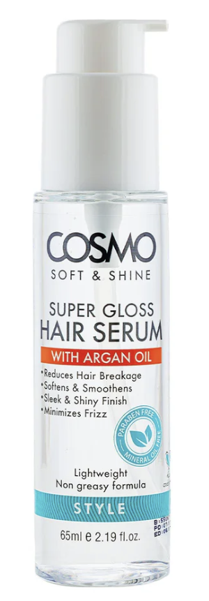 WHOLE SALE (72 PER CARTON)  SUPER GLOSS HAIR SERUM STYLE - 65ML COSMO SOFT & SHINE (COSMO SERIES) [COM33101971]