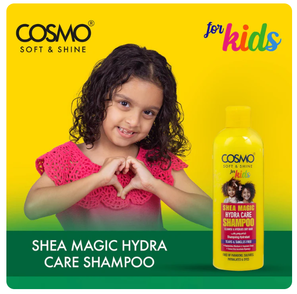 WHOLE SALE (24 PER CARTON)HYDRA CARE SHAMPOO 480ML FOR KIDS (SHEA MAGIC SOFT & SHINE) (COSMO SERIES)[COM33103429]