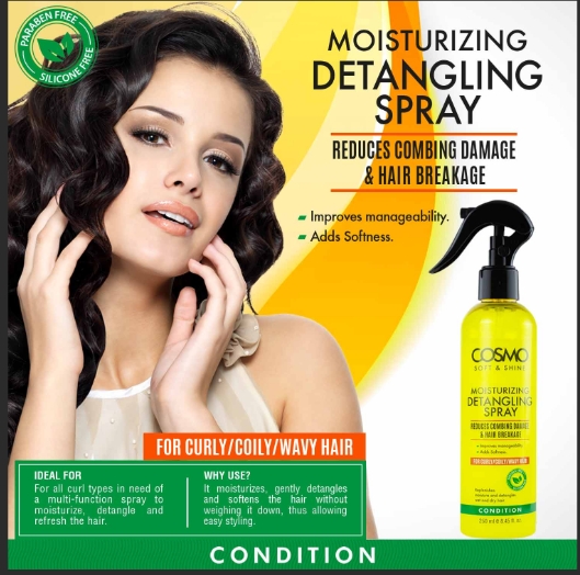 WHOLE SALE (48 PER CARTON)DETANING SPRAY 250ML AVOCADO & SHEA BUTTER (SOFT & SHINE) (COSMO SERIES)[COM31116226]