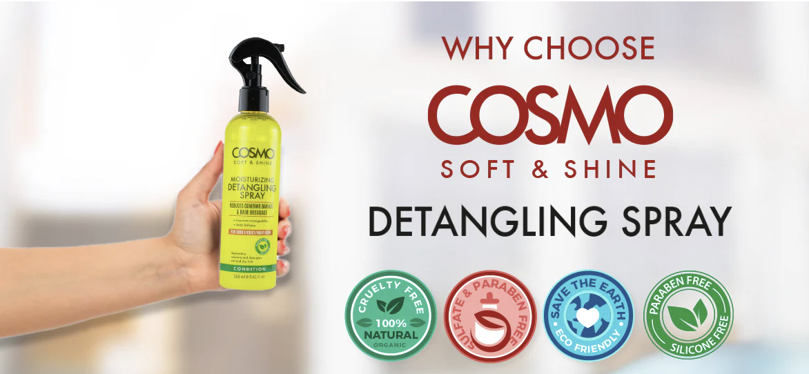 WHOLE SALE (48 PER CARTON)  MOISTURIZING DETANGLING SPRAY CONDITION -250ML COSMO SOFT & SHINE (ARABIC LABEL / BALIGH) (COSMO SERIES) [COM31116189]