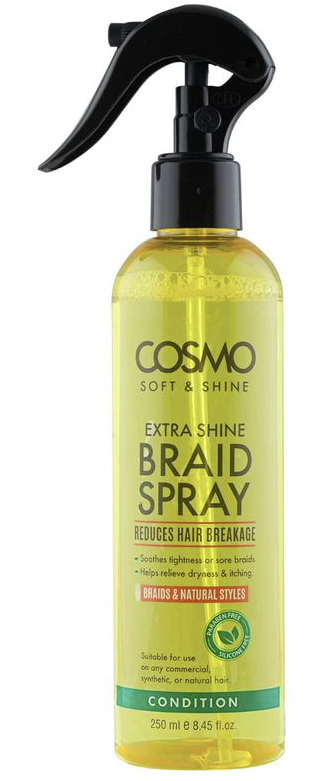 WHOLE SALE (48 PER CARTON)  BRAID SPRAY CONDITION -250ML COSMO SOFT & SHINE (ARABIC LABEL / BALIGH) (COSMO SERIES) [COM31116188]